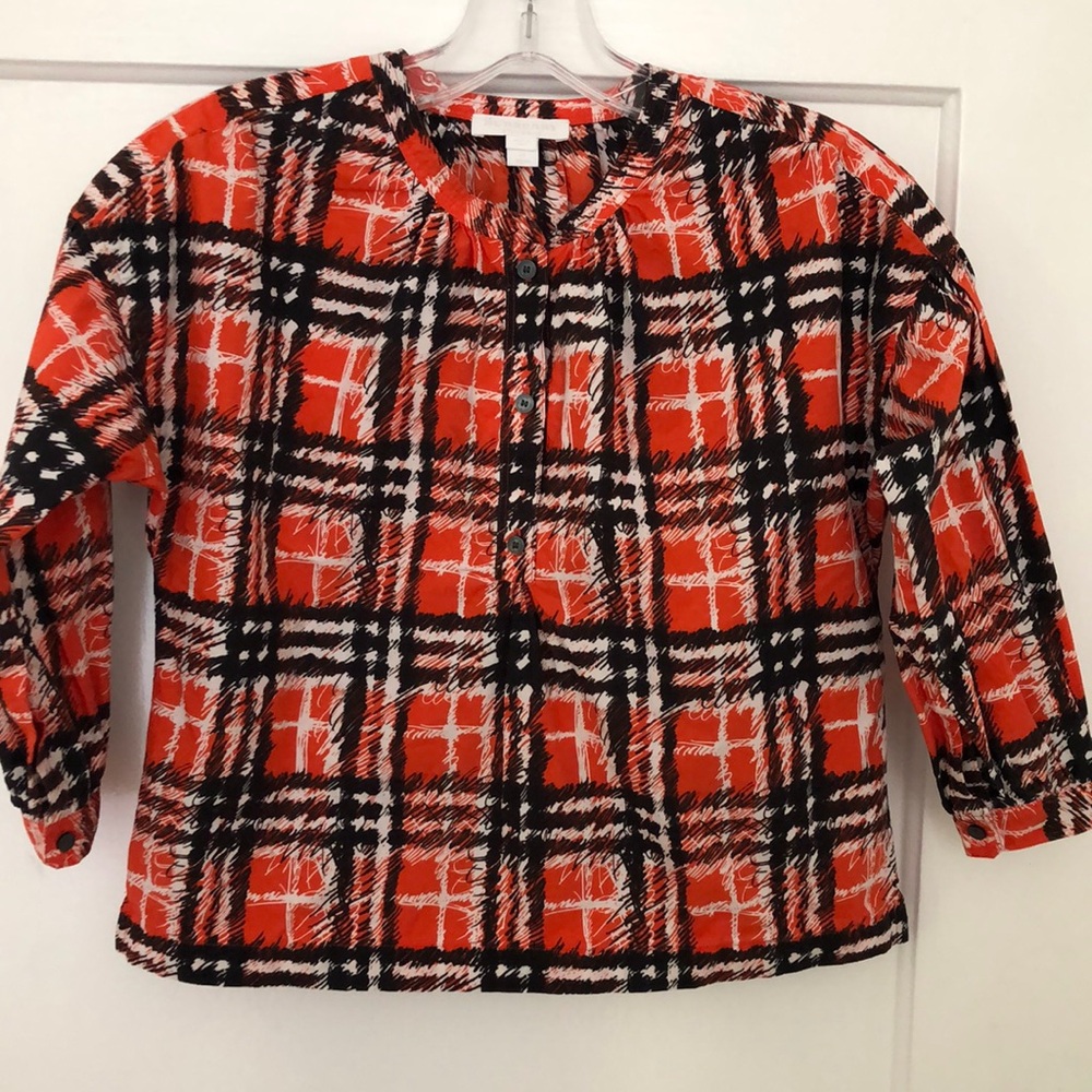 Burberry children’s graffiti plaid 3/4 blouse